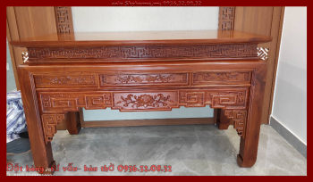 Bàn thờ gỗ hương đá họa tiết sen thủng